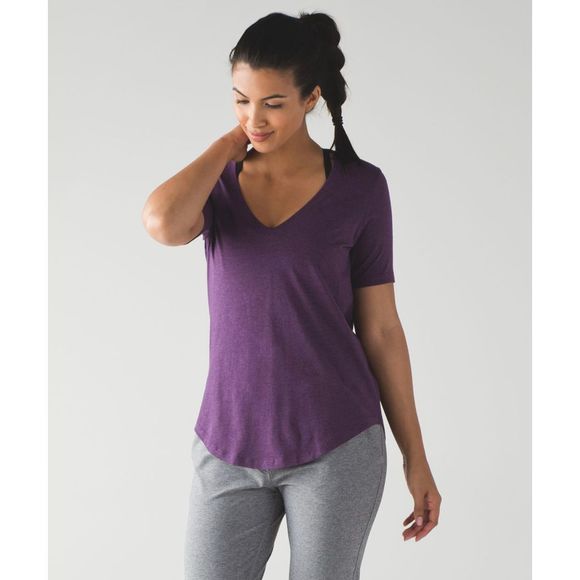 lululemon athletica Tops - Lululemon Love Tee III Heathered Darkest Magenta